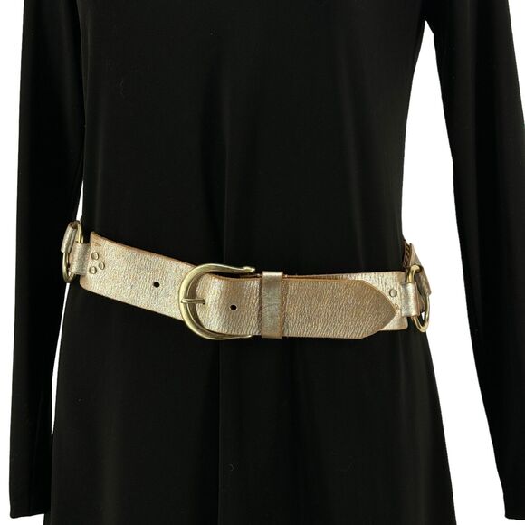 Cache Wide Metallic Braided Belt SZ S Women\'s Silver Woven Brass Buckle Western main image 7